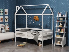 Детская кровать-домик из массива березы Соня-6 (800*1600) Белый/Лак в Советском - sovetskiy.ok-mebel.com | фото