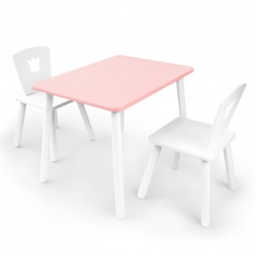 Детский комплект стол и два стула «Корона» Rolti Baby (розовый/белый, массив березы/мдф) в Советском - sovetskiy.ok-mebel.com | фото