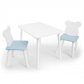 Детский комплект стол и два стула «Мишка» Rolti Baby (белый/голубой, массив березы/мдф) в Советском - sovetskiy.ok-mebel.com | фото