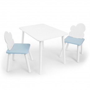 Детский комплект стол и два стула «Облачко» Rolti Baby (белый/голубой, массив березы/мдф) в Советском - sovetskiy.ok-mebel.com | фото