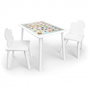 Детский комплект стол и два стула Облачко Rolti Baby с накладкой Алфавит (белая столешница/белое сиденье/белые ножки) в Советском - sovetskiy.ok-mebel.com | фото