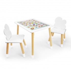 Детский комплект стол и два стула Облачко Rolti Baby с накладкой Алфавит (белая столешница/белое сиденье/береза ножки) в Советском - sovetskiy.ok-mebel.com | фото