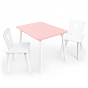 Детский комплект стол и два стула «Звезда» Rolti Baby (розовый/белый, массив березы/мдф) в Советском - sovetskiy.ok-mebel.com | фото