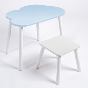 Детский комплект стол ОБЛАЧКО  и табурет Rolti Baby (голубая столешница/белое сиденье/белые ножки) в Советском - sovetskiy.ok-mebel.com | фото