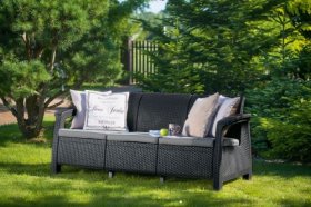 Диван пластиковый Корфу Макс (Corfu love seat max) графит в Советском - sovetskiy.ok-mebel.com | фото 2