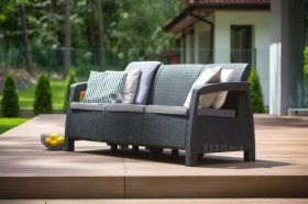 Диван пластиковый Корфу Макс (Corfu love seat max) графит в Советском - sovetskiy.ok-mebel.com | фото 3