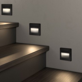 DK3050-BK Светильник встраиваемый в стену, IP 20, LED 3000, 1 Вт, черный пластик в Советском - sovetskiy.ok-mebel.com | фото 3