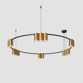 DK4067-BK+SG Подвесной светильник ORBIT, IP20, 15xGU10 LED, до 15 Вт, черный + сатинированное золото, алюминий в Советском - sovetskiy.ok-mebel.com | фото