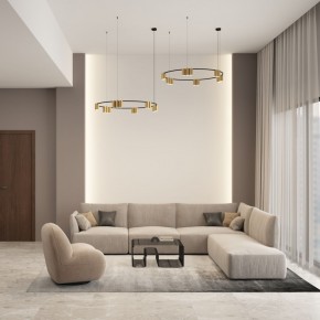 DK4067-BK+SG Подвесной светильник ORBIT, IP20, 15xGU10 LED, до 15 Вт, черный + сатинированное золото, алюминий в Советском - sovetskiy.ok-mebel.com | фото 4