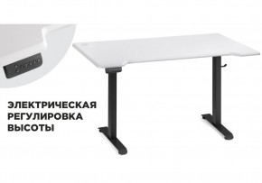Компьютерный стол Маркос с механизмом подъема 140х80х75 белая шагрень / черный в Советском - sovetskiy.ok-mebel.com | фото