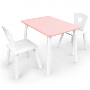 Комплект детской мебели стол и два стула Корона  (Розовый/Белый/Белый) в Советском - sovetskiy.ok-mebel.com | фото
