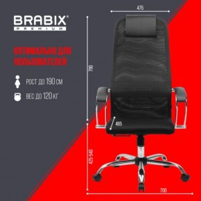 Кресло BRABIX PREMIUM "Ultimate EX-800" хром, плотная двойная сетка Х2, черное, 532911 в Советском - sovetskiy.ok-mebel.com | фото 6