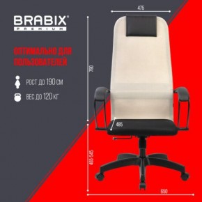 Кресло BRABIX PREMIUM "Ultimate EX-800" пластик, плотная двойная сетка Х2, черное/бежевое, 532916 в Советском - sovetskiy.ok-mebel.com | фото 6