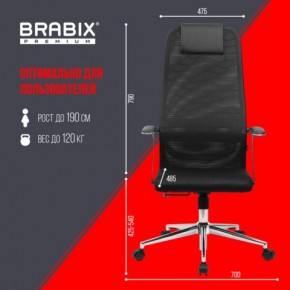 Кресло BRABIX PREMIUM "Ultimate EX-801" хром, плотная двойная сетка Х2, черное, 532917 в Советском - sovetskiy.ok-mebel.com | фото 7