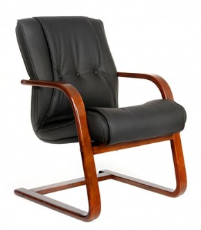 Кресло для посетителя CHAIRMAN  653 V (Кожа) Черное в Советском - sovetskiy.ok-mebel.com | фото