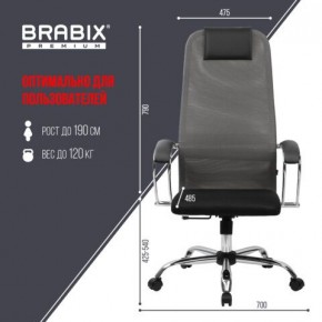 Кресло офисное BRABIX PREMIUM "Ultimate EX-800" хром, плотная двойная сетка Х2, черное/серое, 532912 в Советском - sovetskiy.ok-mebel.com | фото 3