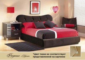 Кровать 1400 Феодосия со стразами в к/з "Классик 307 коричневый" серия Норма (+основание на опорах) в Советском - sovetskiy.ok-mebel.com | фото