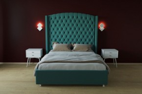 Кровать Берлин ЛЮКС с ПМ 800 (велюр бирюзовый) в Советском - sovetskiy.ok-mebel.com | фото 2