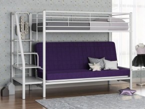 Кровать двухъярусная с диваном "Мадлен-3" (Белый/Фиолетовы) в Советском - sovetskiy.ok-mebel.com | фото