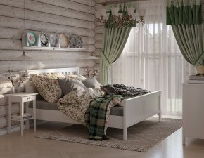 Кровать Кантри двухспальная 160х200, массив сосны, цвет белый в Советском - sovetskiy.ok-mebel.com | фото