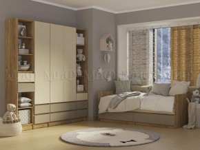 ЧЕЛСИ Color Кровать с ящиками 800 с настилом ЛДСП (Слоновая кость/Глиняный серый/Дуб крафт) в Советском - sovetskiy.ok-mebel.com | фото 2