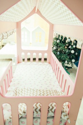 Кровать-домик без ящика 800*1600 (Розовый) в Советском - sovetskiy.ok-mebel.com | фото 3
