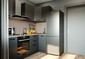 Кухня угловая Антрацит 2200х1000 (Стол. 38мм) в Советском - sovetskiy.ok-mebel.com | фото
