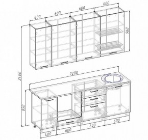 Кухонный гарнитур Антрацит 2200 h950 (Стол. 38мм) в Советском - sovetskiy.ok-mebel.com | фото 3