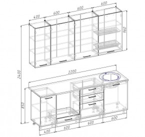 Кухонный гарнитур Капри 2200 h950 (Стол. 26мм) в Советском - sovetskiy.ok-mebel.com | фото 2