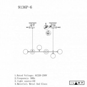 Подвесная люстра iLamp Golden 9136P/6 BK-WH в Советском - sovetskiy.ok-mebel.com | фото 3