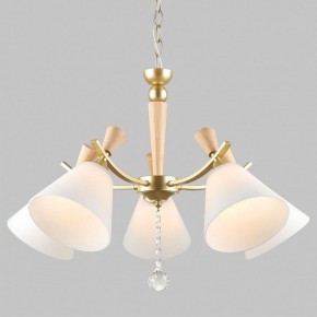 Подвесная люстра Imex MD.6132 MD.6132-5-P-GD+WOOD в Советском - sovetskiy.ok-mebel.com | фото