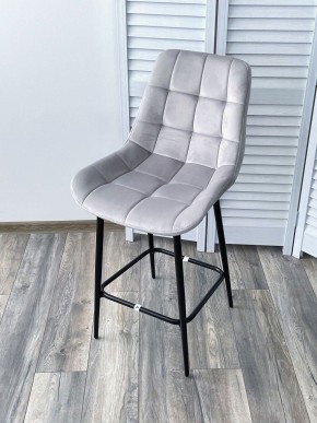 Полубарный стул ХОФМАН, цвет H-09 Светло-серый, велюр / черный каркас H=63cm М-City в Советском - sovetskiy.ok-mebel.com | фото 4