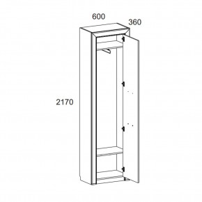 Шкаф 1DW, OLIVIA, цвет вудлайн крем/дуб анкона в Советском - sovetskiy.ok-mebel.com | фото 2