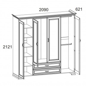 Шкаф 4D2S Z, TIFFANY, цвет вудлайн кремовый в Советском - sovetskiy.ok-mebel.com | фото