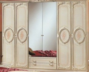 Шкаф 6-и дверный с зеркалами (01.146) Роза (беж) в Советском - sovetskiy.ok-mebel.com | фото