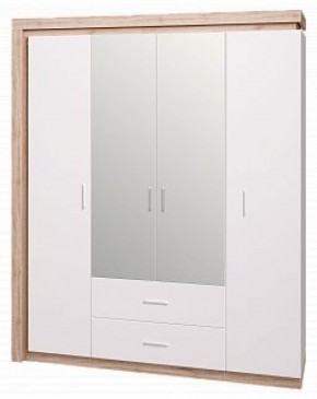 Шкаф для одежды с ящиками 4-х створчатый с зеркалом Люмен 16 в Советском - sovetskiy.ok-mebel.com | фото