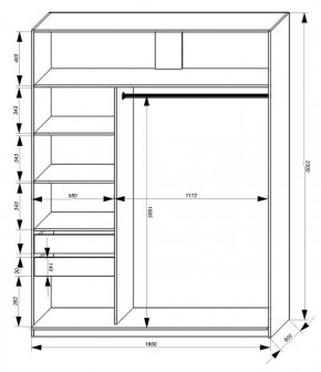 Шкаф-купе 1800 серии SOFT D1+D3+B2+PL1 (2 ящика+1штанга) профиль «Графит» в Советском - sovetskiy.ok-mebel.com | фото 3