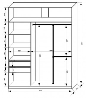 Шкаф-купе 1800 серии SOFT D8+D2+B2+PL4 (2 ящика+F обр.штанга) профиль «Графит» в Советском - sovetskiy.ok-mebel.com | фото 3