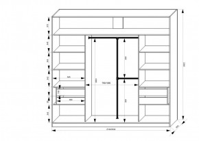 Шкаф-купе 2150 серии NEW CLASSIC K4+K4+K4+B22+PL4(по 2 ящика лев/прав+F обр.штанга) профиль «Капучино» в Советском - sovetskiy.ok-mebel.com | фото 3