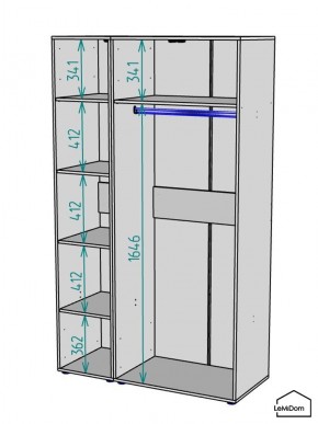 Шкаф Linnea MHR-3-1 2050х1200х510 (Графит-М 11.1.25) в Советском - sovetskiy.ok-mebel.com | фото 3