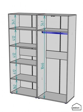 Шкаф Linnea MHR-4-1 2050х1600х510 (Графит-М 11.1.25) в Советском - sovetskiy.ok-mebel.com | фото 3