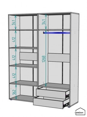 Шкаф Linnea MHR-4PO-2 2050х1600х510 (Белый-М 11.1.2) в Советском - sovetskiy.ok-mebel.com | фото 3