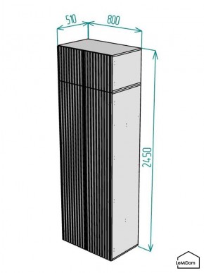 Шкаф с антресолью Linnea MHR-2A-1 2450х800х510 (Графит-М 11.1.25) в Советском - sovetskiy.ok-mebel.com | фото 2