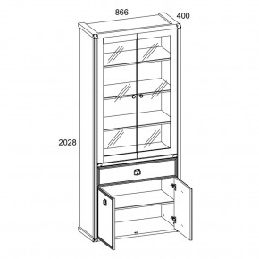 Шкаф с витриной 2V2D1S, MAGELLAN, цвет Сосна винтаж в Советском - sovetskiy.ok-mebel.com | фото 2