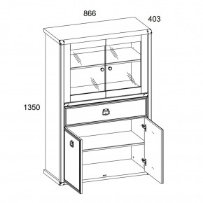 Шкаф с витриной 2V2D1SL, MAGELLAN, цвет Сосна винтаж в Советском - sovetskiy.ok-mebel.com | фото 3