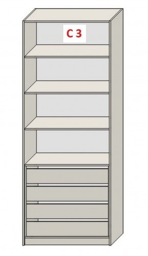 Шкаф СТАНДАРТ С3 4 ящика серия "ГЕСТИЯ" (Бело-серый/Дуб Небраска натуральный ) 800*520*2300 в Советском - sovetskiy.ok-mebel.com | фото 2