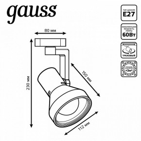 Светильник на штанге Gauss Track Light TR005 в Советском - sovetskiy.ok-mebel.com | фото 6