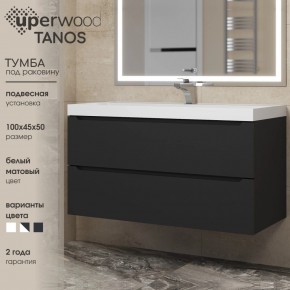 Тумба под раковину Uperwood Tanos 100 см, подвесная, черная матовая в Советском - sovetskiy.ok-mebel.com | фото 3