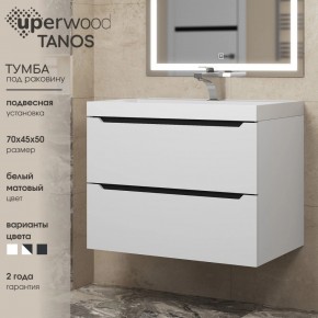 Тумба под раковину Uperwood Tanos 70 см, подвесная, белая/графит в Советском - sovetskiy.ok-mebel.com | фото 3
