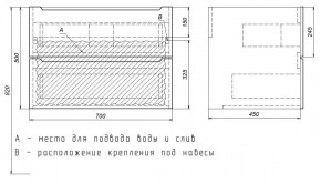 Тумба под раковину Uperwood Tanos 70 см, подвесная, белая/графит в Советском - sovetskiy.ok-mebel.com | фото 7